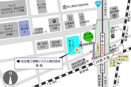本社（新大阪）周辺の地図
