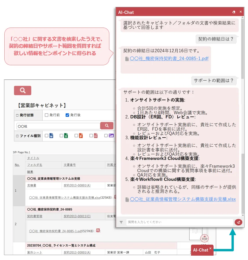 文書検索した結果から、知りたい情報を得る