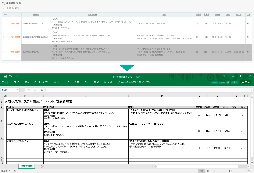 できること 課題管理表を作ってみよう エクセル業務効率化支援ツール 楽々webデータベース