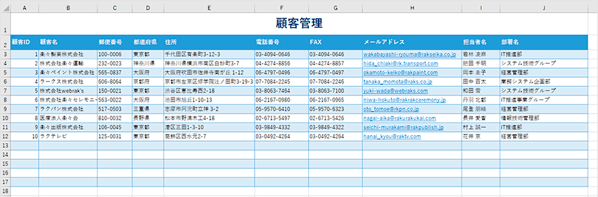 できること 顧客管理をしてみよう